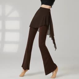 Women Yoga Pants Mesh Hip Cover Modern Dance Flare Leg Practice Pants Breathable Skin Friendly Classical Dancing Trouser Fitness