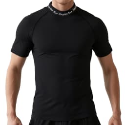 Los Angeles Print Mock Neck Short Sleeve Compression Shirt for Men Gym Workout Running T-Shirts Undershirts Baselayers Tees Tops