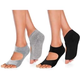 Yoga Socks for Women Non-Slip, Toeless Grippy Pilates Workout Socks, Breathable Dance Fitness Socks with Grip Bottom