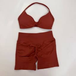 Yoga Gym Set 2 Piece Women Strappy Yoga Bra Top Workout Scrunch Shorts Sports Suit Fitness Clothes Seamless Yoga Set