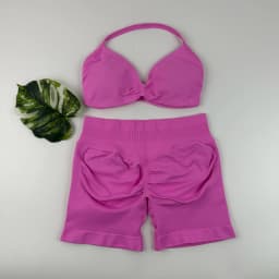 Yoga Gym Set 2 Piece Women Strappy Yoga Bra Top Workout Scrunch Shorts Sports Suit Fitness Clothes Seamless Yoga Set