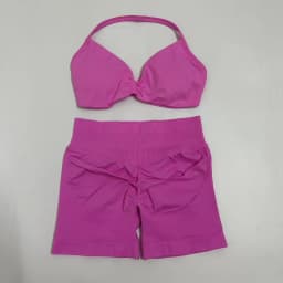 Yoga Gym Set 2 Piece Women Strappy Yoga Bra Top Workout Scrunch Shorts Sports Suit Fitness Clothes Seamless Yoga Set