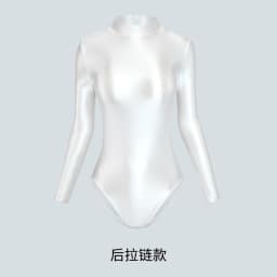 XClocKNYoung satin glossy swimsuit tight front back zipper two style high slit satin glossy long sleeve Swimsuit Bottom coat