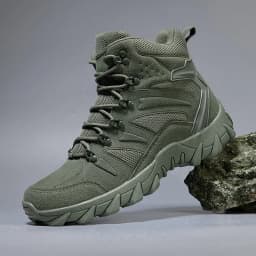 HIKEUP Men's Ankle Boots for Leather Men's Winter Boots Brand Designer Hiking Tactical Shoes Work Safety Sneakers Army