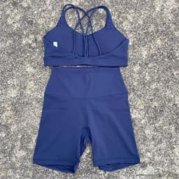 Solid Color Soft Women Gym Yoga Short Cycling Set Cross Back Gym Bra+High Waist Short Leggings High impact shockproof Sportwear
