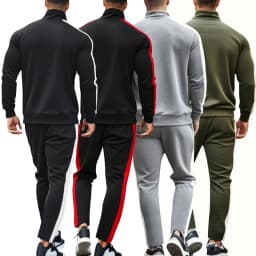 Mens Colorblock Patchwork Tracksuits 2 Piece Set Sweatsuits Sportswear Zip Up Coat with Kanga Pocket Sweatpants Joggers Pants