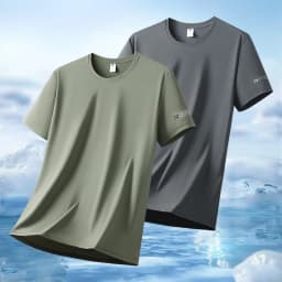 Summer Ice Silk High Elastic Men's Sports and Leisure T-shirt Comfortable Breathable Sweat-absorbing Quick Drying Top