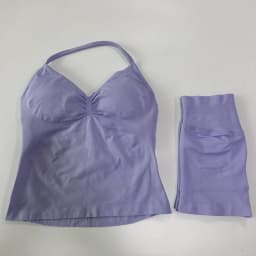 No Logo 2Pcs Gym Set Women Backless Tank Tops High Waist Scrunch Seamless Shorts Gym Suit Fitness Clothes Activewear Workout Set