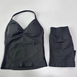 No Logo 2Pcs Gym Set Women Backless Tank Tops High Waist Scrunch Seamless Shorts Gym Suit Fitness Clothes Activewear Workout Set