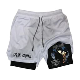 Anime Ryomen Sukuna Gym Shorts 2-In-1 Double Layer Men Workout Sports Jogging Sportwear Training Sport Shorts Male Summer Shorts