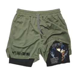Anime Ryomen Sukuna Gym Shorts 2-In-1 Double Layer Men Workout Sports Jogging Sportwear Training Sport Shorts Male Summer Shorts