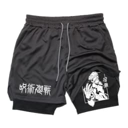 Anime Ryomen Sukuna Gym Shorts 2-In-1 Double Layer Men Workout Sports Jogging Sportwear Training Sport Shorts Male Summer Shorts