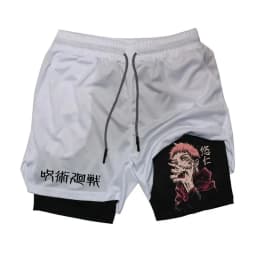 Anime Ryomen Sukuna Gym Shorts 2-In-1 Double Layer Men Workout Sports Jogging Sportwear Training Sport Shorts Male Summer Shorts