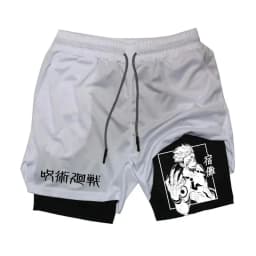 Anime Ryomen Sukuna Gym Shorts 2-In-1 Double Layer Men Workout Sports Jogging Sportwear Training Sport Shorts Male Summer Shorts