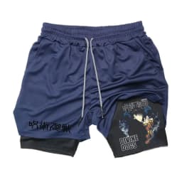 Anime Ryomen Sukuna Gym Shorts 2-In-1 Double Layer Men Workout Sports Jogging Sportwear Training Sport Shorts Male Summer Shorts