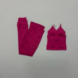 2 Piece Sports Set Women Back Tie Thin Strap Tank Top Crossover Waist Flare Yoga Pants Bootcut Leggings Gym Pilates Workout Suit