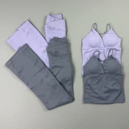 2 Piece Sports Set Women Back Tie Thin Strap Tank Top Crossover Waist Flare Yoga Pants Bootcut Leggings Gym Pilates Workout Suit
