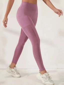 Women's Side Mesh High Waist Yoga Pants With Pockets Leggings for Women Tummy Control Workout Ankle Length Pants Casual Style
