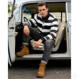 OKONKWO 16oz Heavyweight Prisoner Striped Jacket Thick Canvas Motorcycle Coat Outdoor Trekking Riding Camping Tooling Overalls