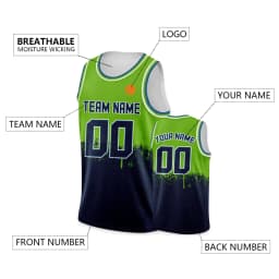 Custom Basketball Jersey Black Green Personalized Printed Team Name Number Hip Hop Sports Shirt for Men Women Youth Kids