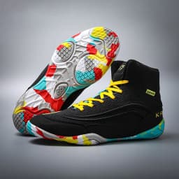 KAIMATE Boy Girl Small Size 32-38 Sambo Sneakers Mid Cut Professional Boxing Wrestling Shoes Anti Slip Gym Training Shoes
