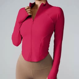 Women's Long-Sleeved Clothes Zipper Sports Jacket Top Outer Wear Professional Training Running Fitness Clothes Spring