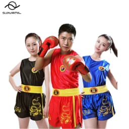 Muay Thai Shorts MMA T Shirt Kungfu Wushu Clothing Martial Arts Sanda Rashguard Boxing Pants Men Women Kids Performance Costume