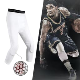 Men's Sports Running Tights Anti-Collision Knee Pad Compression Pants Quick Dry High Elastic Gym Fitness Training Leggings 3/4