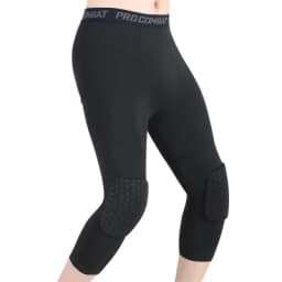 Men's Sports Running Tights Anti-Collision Knee Pad Compression Pants Quick Dry High Elastic Gym Fitness Training Leggings 3/4