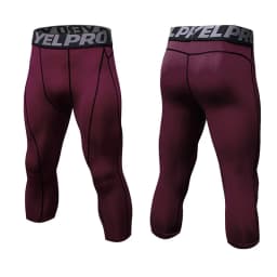 Men 3/4 Cropped Pants Shorts Sport Yoga Fitness Running Workout Training Exercise Perspiration Tight Cycling Compression Legging