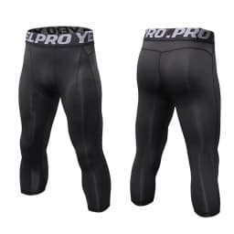 Men 3/4 Cropped Pants Shorts Sport Yoga Fitness Running Workout Training Exercise Perspiration Tight Cycling Compression Legging