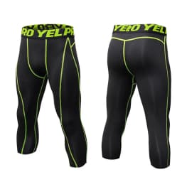 Men 3/4 Cropped Pants Shorts Sport Yoga Fitness Running Workout Training Exercise Perspiration Tight Cycling Compression Legging