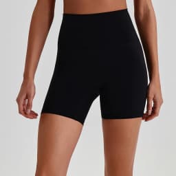 Buttery Soft Stretch Nylon Yoga Biker Shorts No Front Seam High Waist Y-shape Butt Lifting Sport Workout Gym Shorts For Women