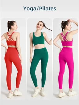 Summer New 2 Piece Yoga Clothes Women's Tracksuit Athletic Cross Back Nylon Yoga Top Women Sports Bra Leggings Pilates Fitness
