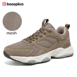 Baasploa Women Walking Sneakers Comfort Leather Mesh Casual Shoes Female Solid Color Fashion Sport Shoes Non-Slip Hight Increase