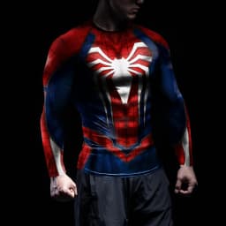 NADANBAO Rash Guards Compression Shirts Men Cosplay Superhero Spider Pattern Printed Workout Long Sleeve Tops Fitness Sportwear