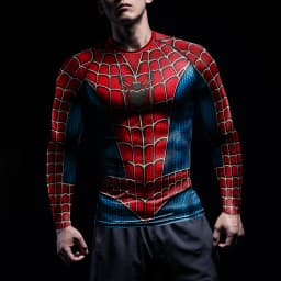 NADANBAO Rash Guards Compression Shirts Men Cosplay Superhero Spider Pattern Printed Workout Long Sleeve Tops Fitness Sportwear