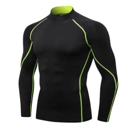 Men's High neck Long Sleeve Compression Shirts Cool Dry Sun Protection Sports Tights Undershirts Running Gym Tops