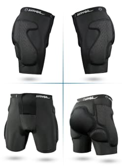 AVIVOR Never-Flatten Foam Padded Shorts | Full Coverage & Breathable | Low-Profile Protection for Ski/Skate/Skateboard (Adults)