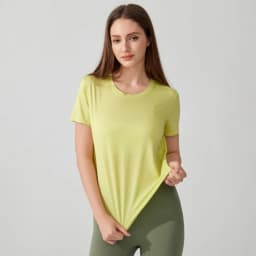 Women's Short Sleeve Yoga Top with Knot Back - Breathable Casual Athletic Wear for Gym, Fitness, Summer Workouts