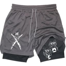 Men's Compression Shorts Anime Demon Slayer Print Beach Shorts Gym Fitness Running Quick Dry Short Pants Summer Print Sportswear