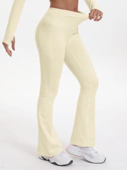 Women's Bell-bottom Yoga Leggings With Pockets Tummy Control High Waist Workout Pants Gym Running