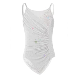 Rhythmic Gymnastics Leotatd Childs Spaghetti Straps Ruched Figure Skating Jumpsuits Kids Girls Sleeveless Ballet Dance Costume