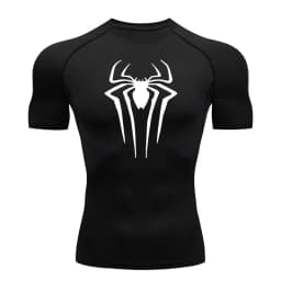 Spider Print Compression Shirts for Men Summer Short Sleeve Rash Guard Gym Workout Tshirt Athletic Quick Dry Undershirts Tops