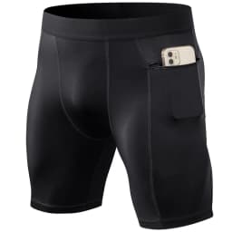 Men's Tight Stretch Fitness Shorts Zip Pocket PRO Stretch Sweat Dry Running Trousers Riding Trousers Running Trousers Beach Pant