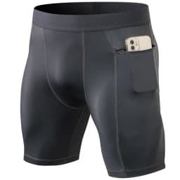 Men's Tight Stretch Fitness Shorts Zip Pocket PRO Stretch Sweat Dry Running Trousers Riding Trousers Running Trousers Beach Pant
