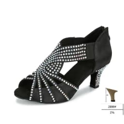 Ailove Fashionable Satin Diamond-Encrusted Mid-High Heel Comfortable Latin Dance Shoes and Cha-Cha Dance Shoes
