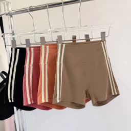 Contrast Striped Side Cycling Shorts Active Wear Women Skinny Biker Shorts 2025 Summer Fitness Casual Black Shorts
