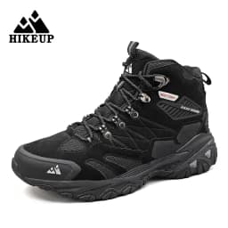 HIKEUP Winter Boot Men Outdoor Hiking Boots Suede High Top Leather Outdoor Trekking Sneakers Mens Mountain Tactical Boots