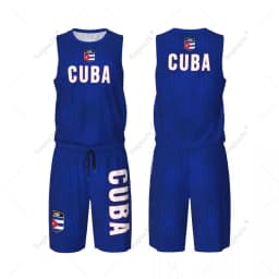 Men Cuba Flag Basketball Jersey Set Mesh Shirt & Pants Sleeveless
